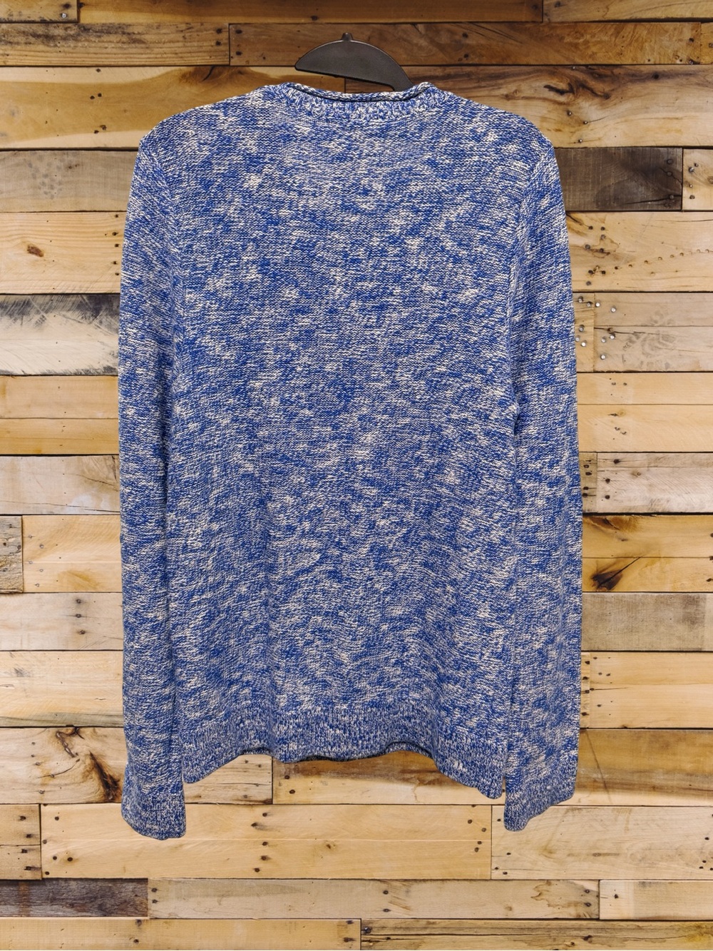 Hollister Blue White Marled Crewneck Logo Knit Sweater Preppy Resort Size XL - Picture 3 of 6